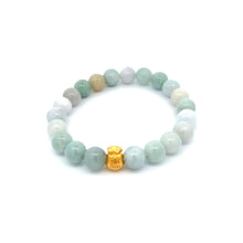 Load image into Gallery viewer, 24K Gold Money Bag Lucky Charm Bracelet Natural Burma Jade Gemstones 8mm - Rafant
