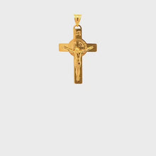 Load and play video in Gallery viewer, 18K Yellow Gold Pendant Cross Jesus Christ Religious 1.54 grams
