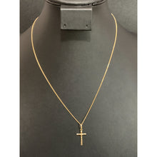 Load image into Gallery viewer, 18K Saudi Gold Necklace Chain Curb 17.75&quot; with Cross Pendant 1.36 grams - Rafant
