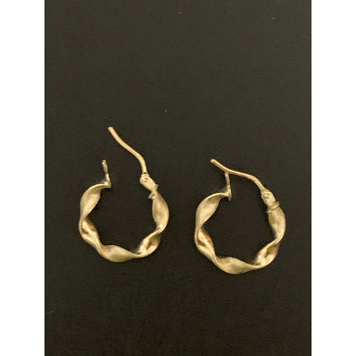 18K Gold Earrings Hoops Loops Twist Small 1.17 grams - Rafant