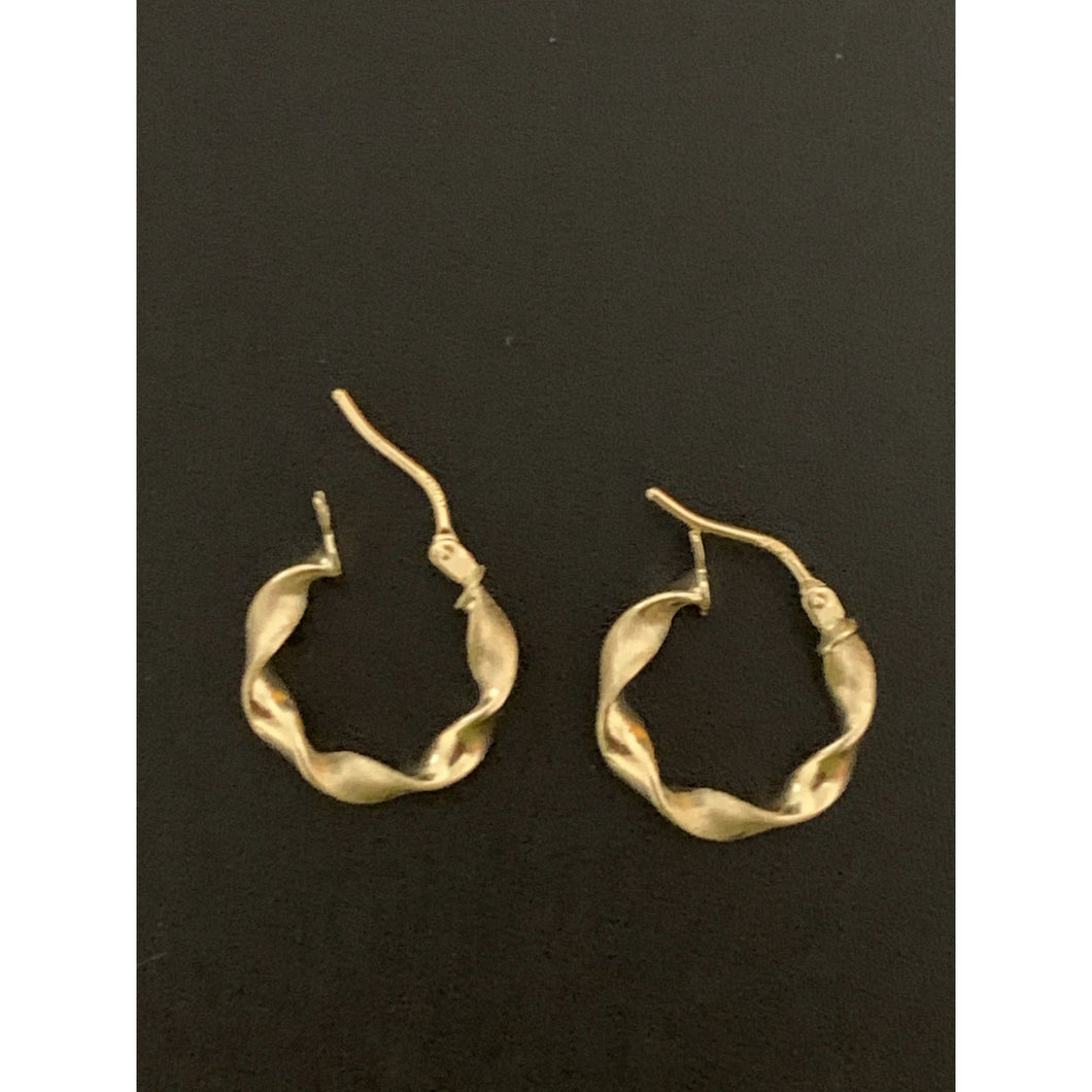 18K Gold Earrings Hoops Loops Twist Small 1.17 grams - Rafant