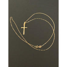 Load image into Gallery viewer, 18K Saudi Gold Necklace Box Chain 17.75&quot; with Cross Pendant 1.41 grams - Rafant
