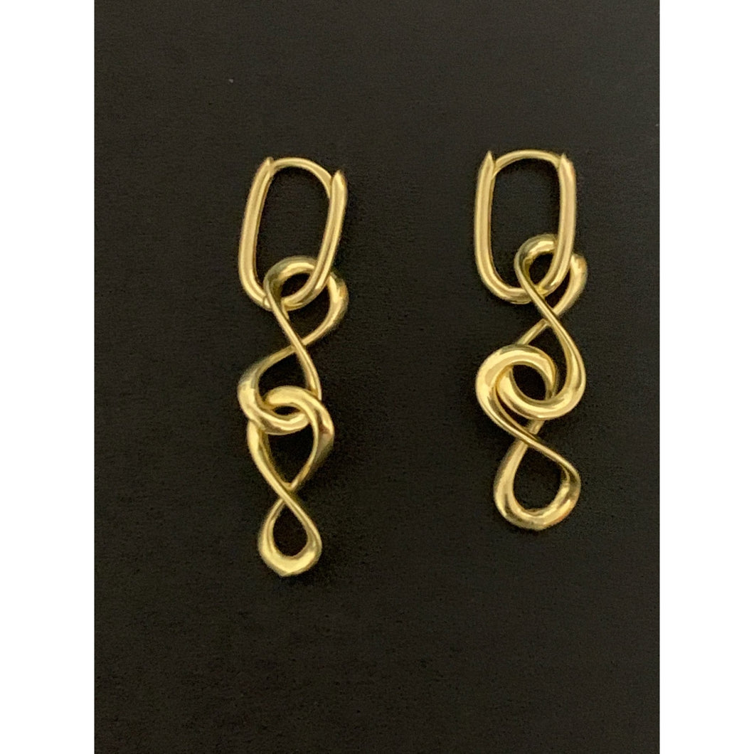 18K Gold Earrings Dangle Infinity 3.44 grams - Rafant