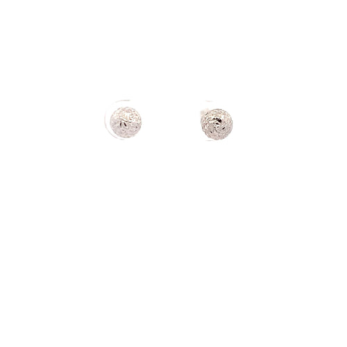 18K White Gold Earrings Stud Balls Textured 0.83 grams Small - Rafant