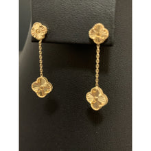 Load image into Gallery viewer, 18K Gold Earrings Clover Post Dangling 2.91 grams - Rafant
