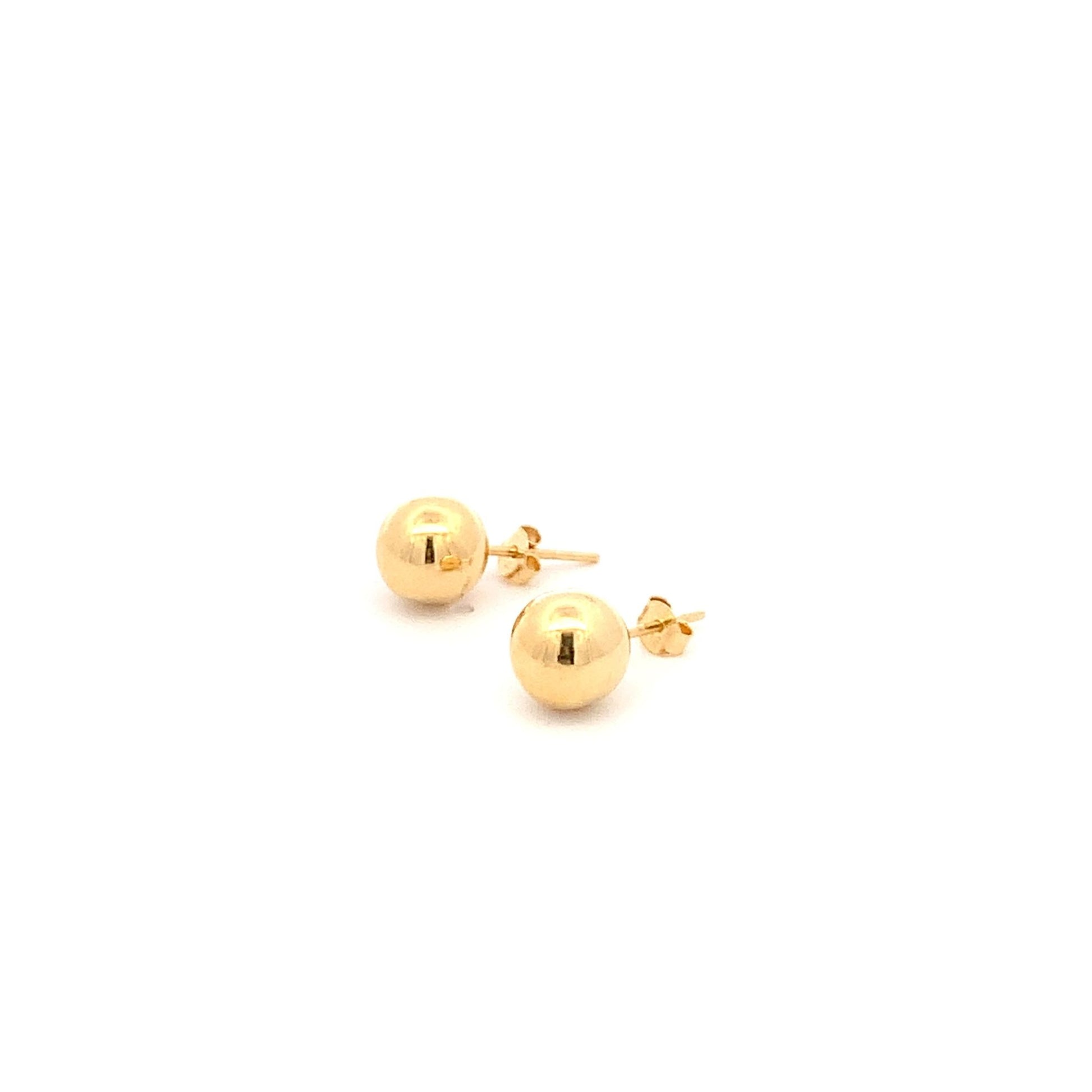 18K Yellow Gold Earrings Stud Ball Polished 1.33 grams - Rafant