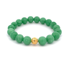 Load image into Gallery viewer, 18K Gold Money Coin Ball Lucky Charm Bracelet Gemstones Natural Green Jadeite Jade 6.5" - Rafant
