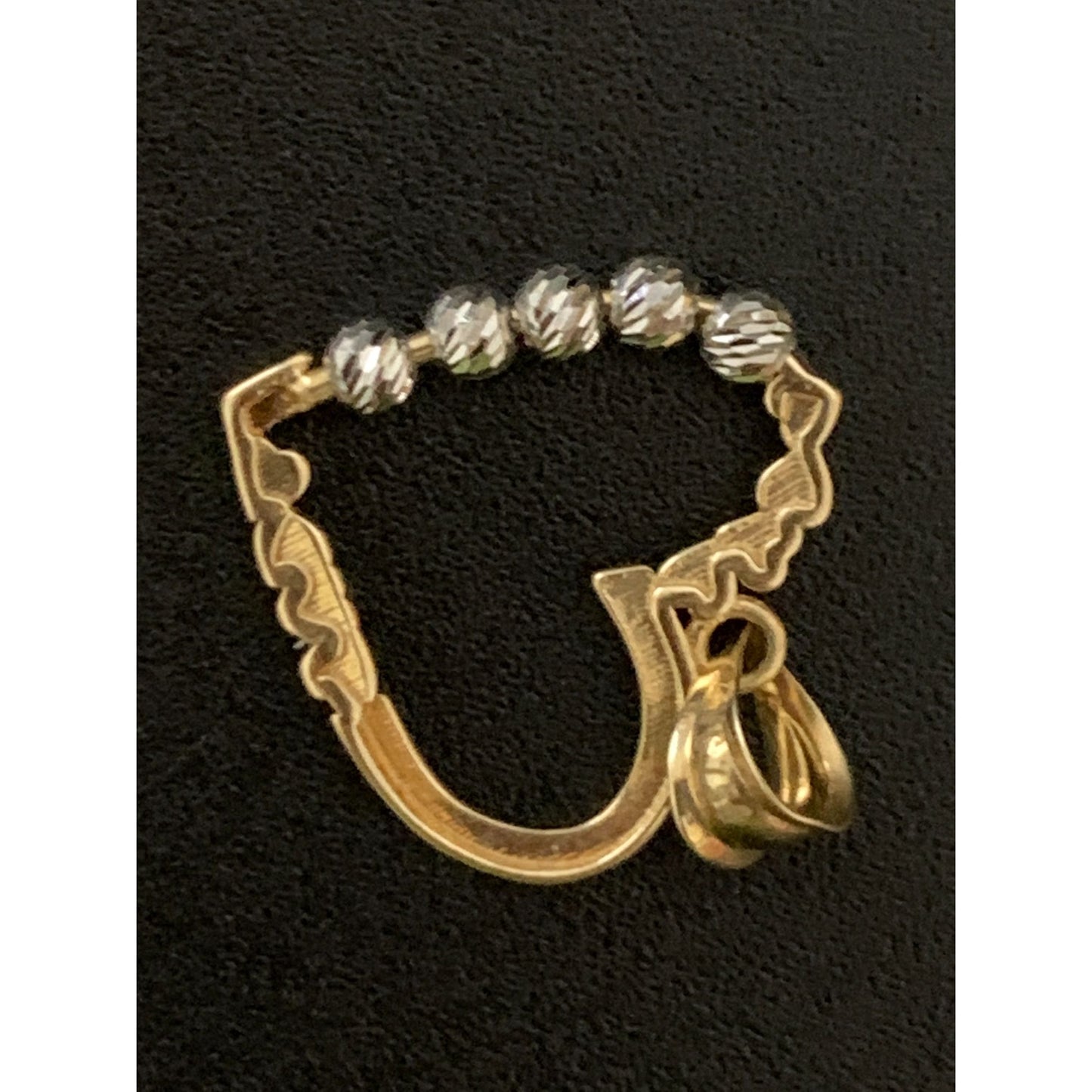 18K Gold Pendant Heart Two Tone White Yellow Gold 1.18 grams - Rafant