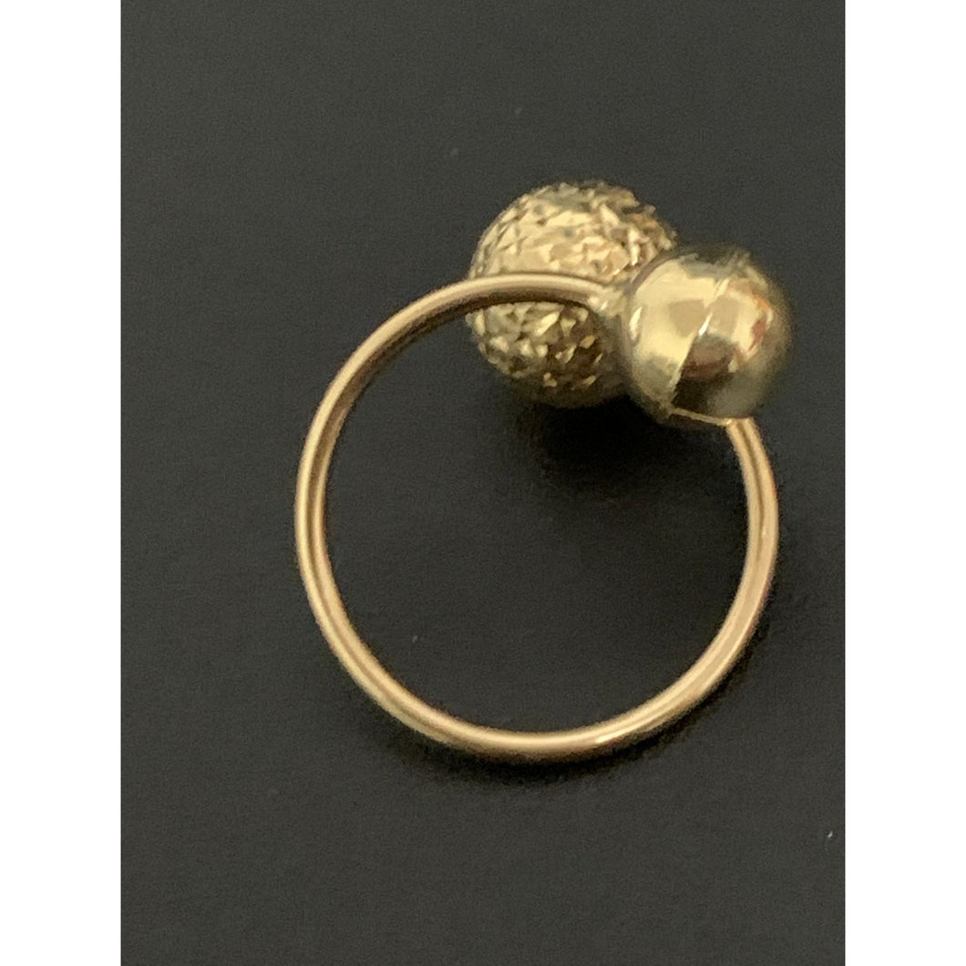 18K Gold Ring Double Orbs Balls  1.43 grams Size 5 - Rafant