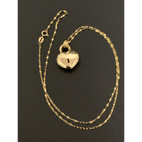 18K Gold Necklace Chain 17.75 inches with Heart Pendant 2.85 grams - Rafant