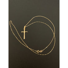 Load image into Gallery viewer, 18K Saudi Gold Necklace Box Chain 17.75&quot; with Cross Pendant 1.41 grams - Rafant
