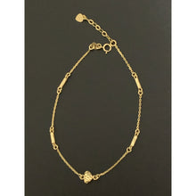 Load image into Gallery viewer, 18K Gold Bracelet Heart Bar Charms 7.25 inches 1.92 grams - Rafant
