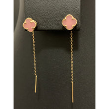 Load image into Gallery viewer, 18K Gold Earrings Threader Mother of Pearl Pink 1.50 grams - Rafant
