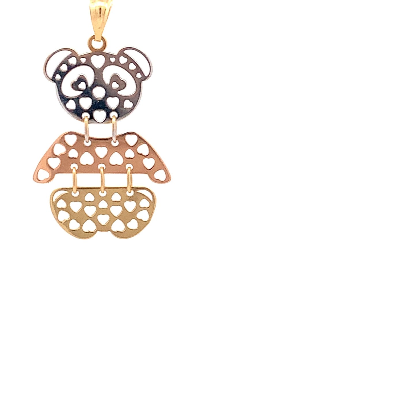 18K Gold Pendant Tricolor White Yellow Rose Gold 1.75 grams - Rafant