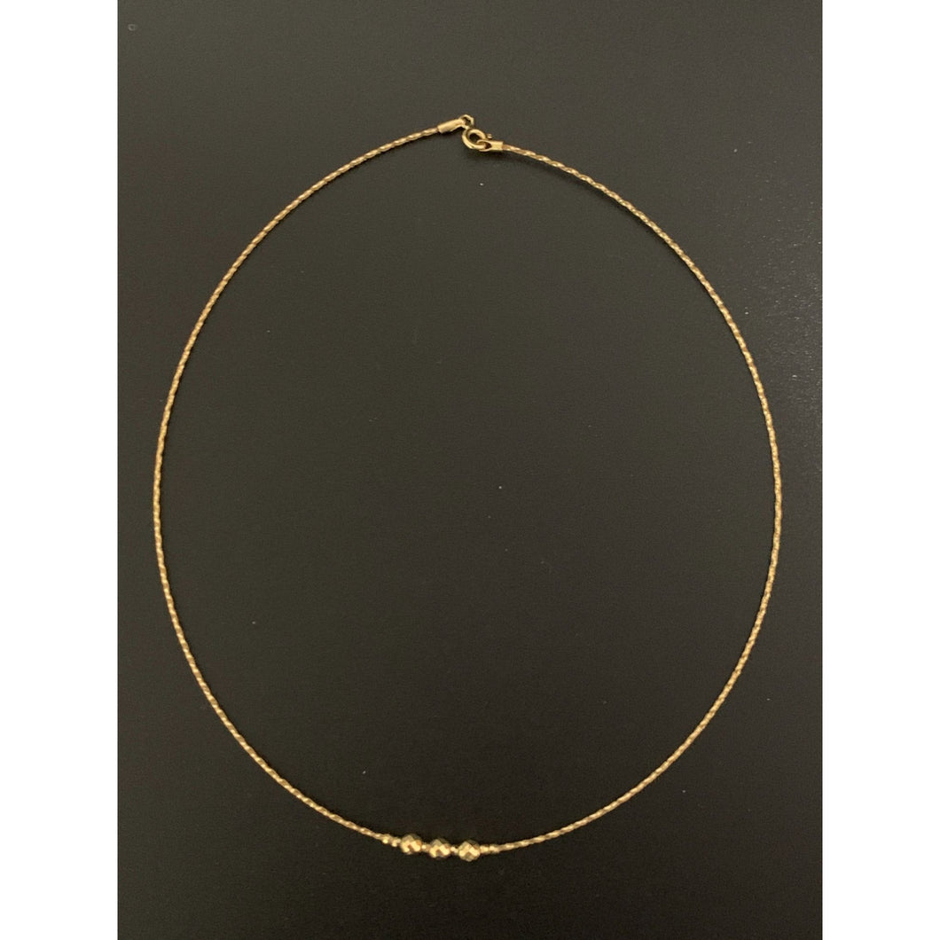 18K Gold Necklace Omega Soft Beaded Flexible 15.75 inches 1.57 grams - Rafant