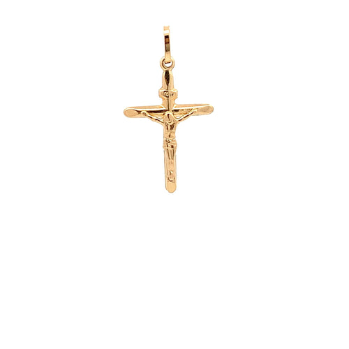 18K Yellow Gold Pendant Cross Jesus Christ Religious 1.19 grams - Rafant