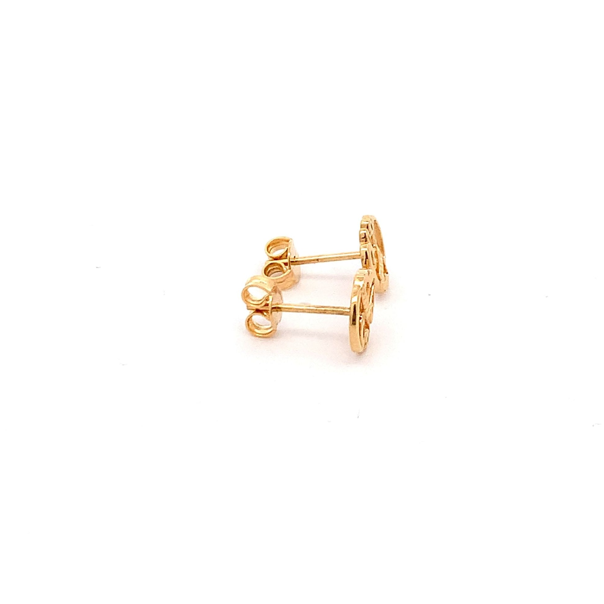 18K Yellow Gold Earrings Stud Love Heart Tiny 1.26 grams - Rafant
