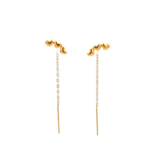 Load image into Gallery viewer, 18K Yellow Gold Earrings Heart Threaders Very Tiny 0.26 grams - Rafant
