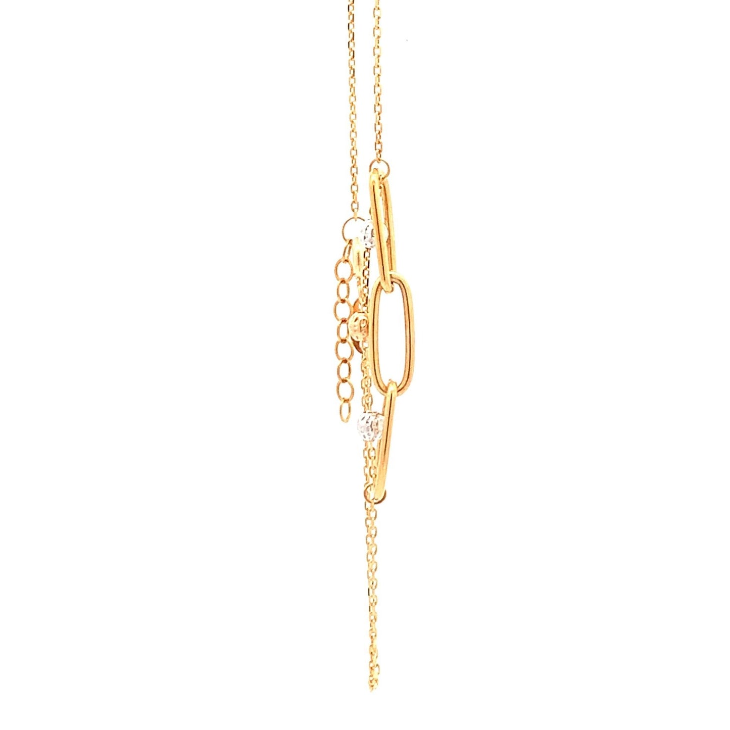 18K Gold Bracelet Cable Chain White Rose Yellow Gold Beads S 6.5 inches 0.5" extension 2.39 grams - Rafant