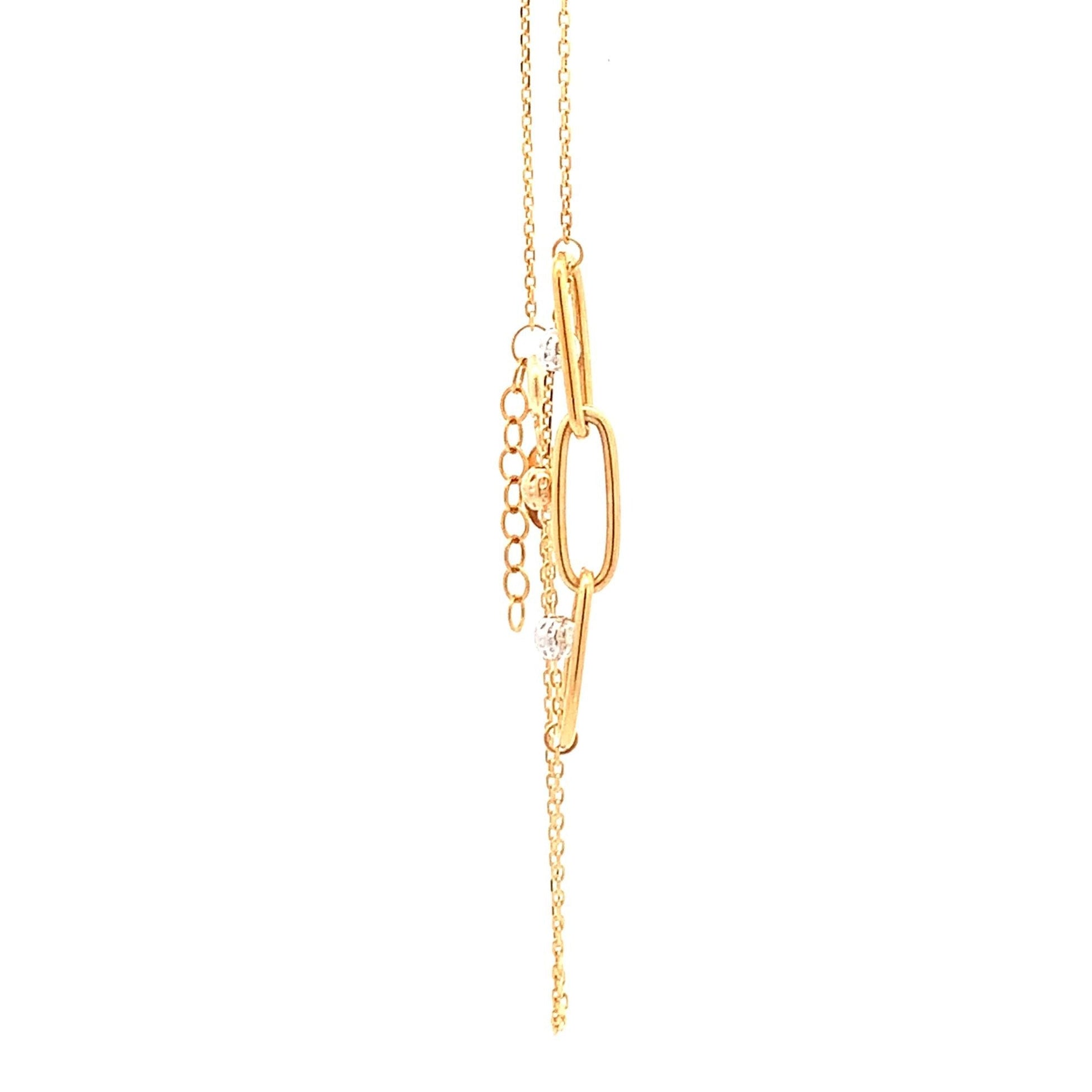 18K Gold Bracelet Cable Chain White Rose Yellow Gold Beads S 6.5 inches 0.5" extension 2.39 grams - Rafant