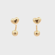 Load and play video in Gallery viewer, 18K Gold Earrings Ball Heart Small
