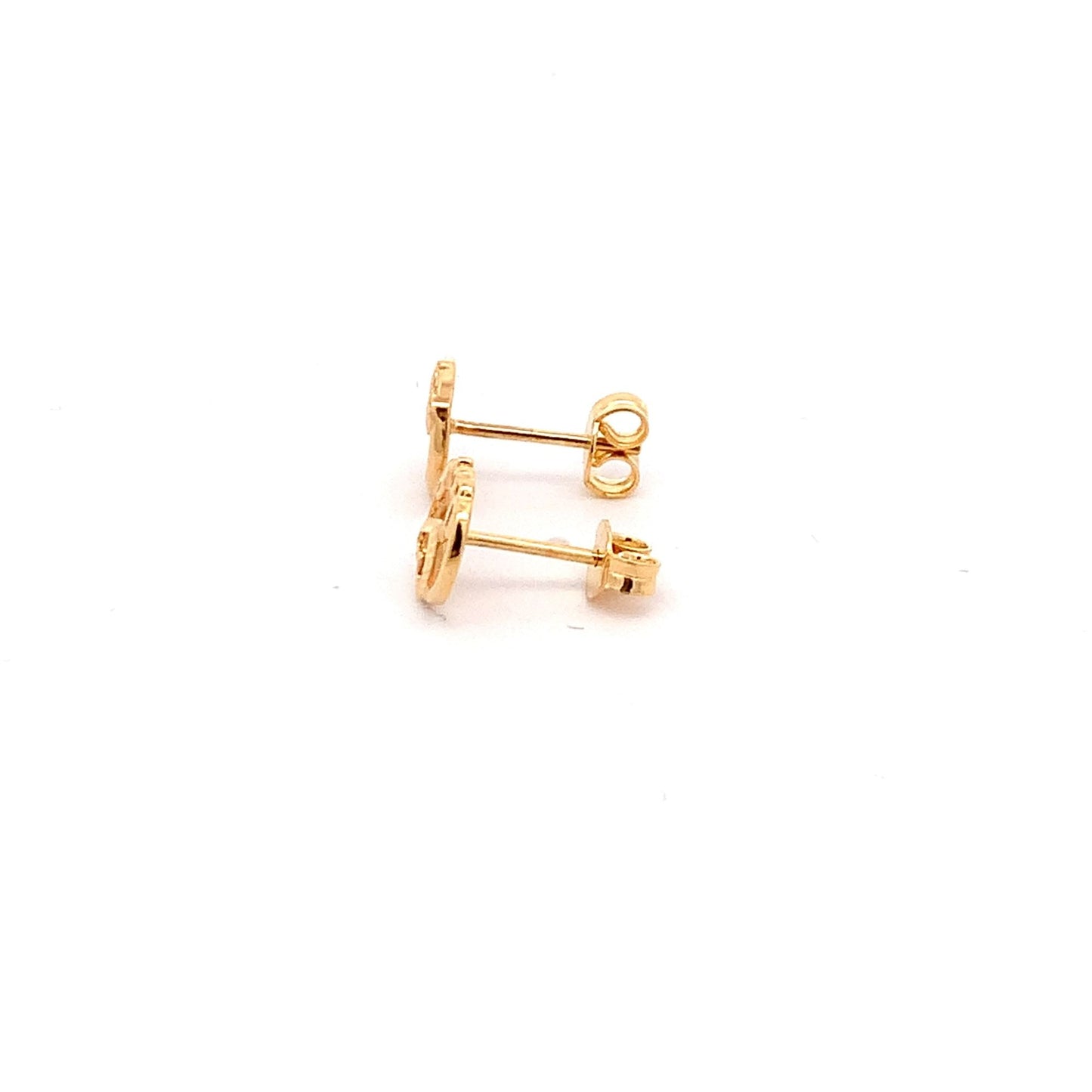 18K Yellow Gold Earrings Stud Love Heart Tiny 1.26 grams - Rafant
