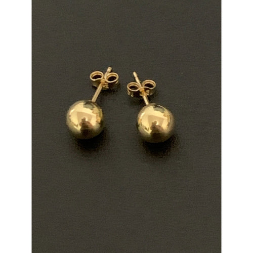 18K Gold Earrings Stud Balls Polished 0.79 grams - Rafant