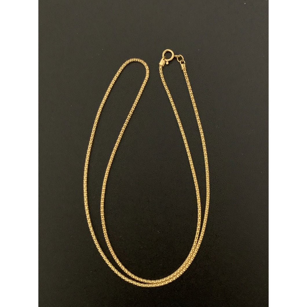18K Gold Necklace Chain Popcorn 15.75 inches 1.60 grams - Rafant