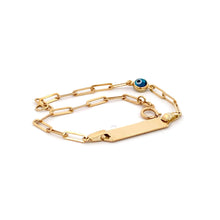 Load image into Gallery viewer, 18K Yellow Gold Bracelet Paperclip Evil Eye Charms 6 inches - Rafant
