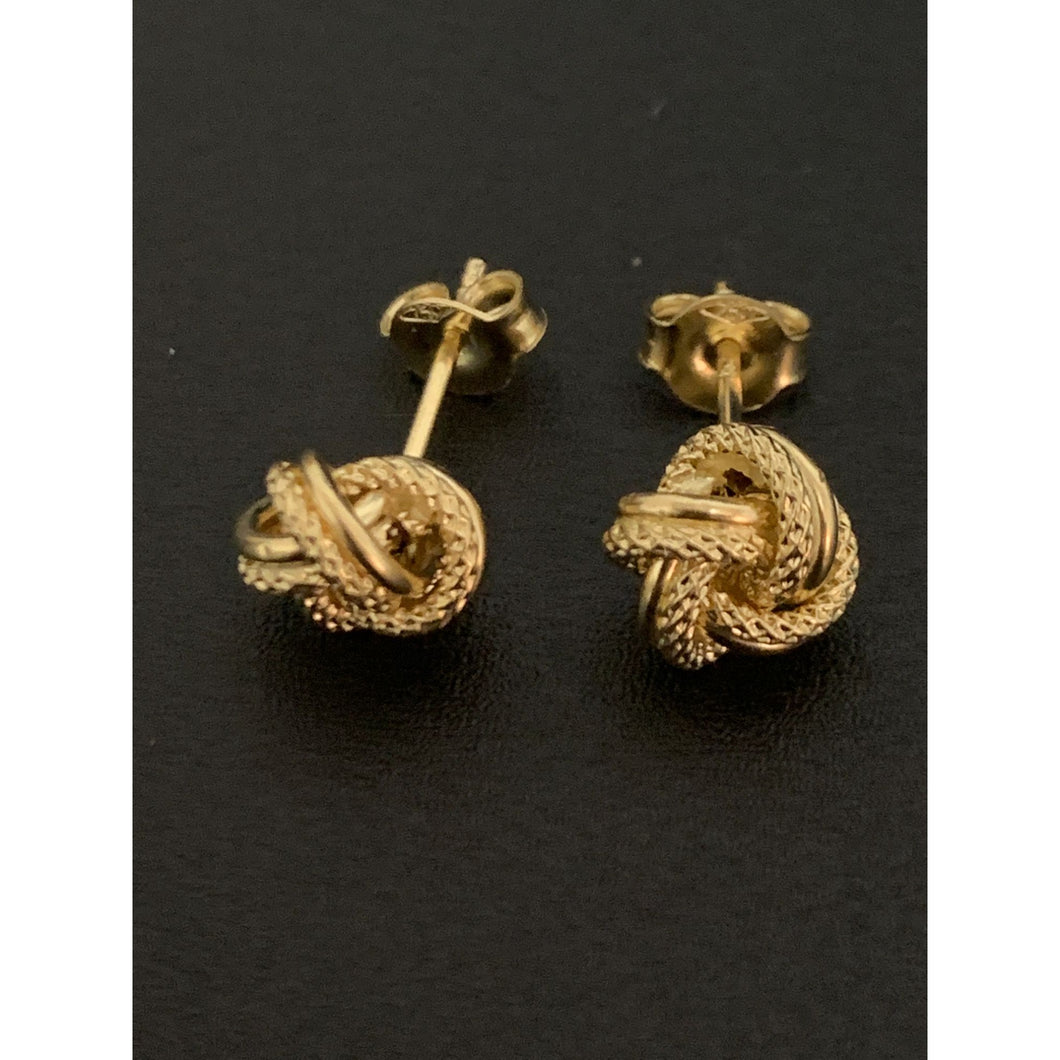 18K Gold Earrings Stud Knot Earrings 1.20 grams - Rafant