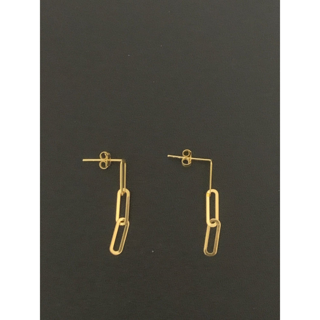 18K Gold Earrings Paperclip Post 0.70 grams - Rafant