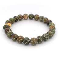 Load image into Gallery viewer, 24K Gold Money Bag Lucky Charm Bracelet Gemstones Brown Multicolor Carved Jade 7.5-8mm - Rafant
