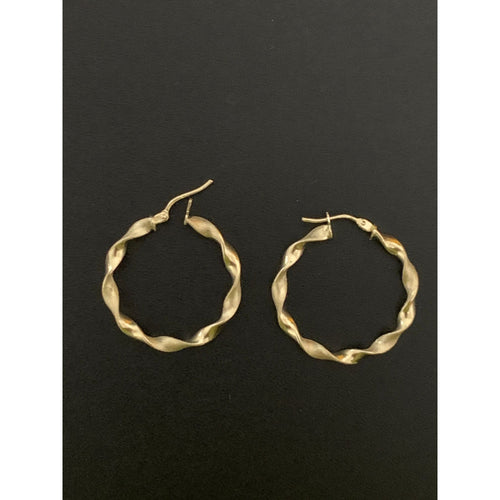 18K Gold Earrings Hoops Loops Twist 1.82 grams - Rafant