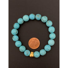 Load image into Gallery viewer, 24K Gold Money Bag Lucky Charm Bracelet Blue Turquoise Gemstones - Rafant
