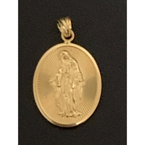 18K Gold Pendant Religious Oval Mother Mary Jesus Christ 2.23 grams - Rafant