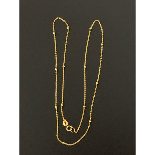 18K Gold Necklace Chain 16 inches with Tiny Beads 1.88 grams - Rafant