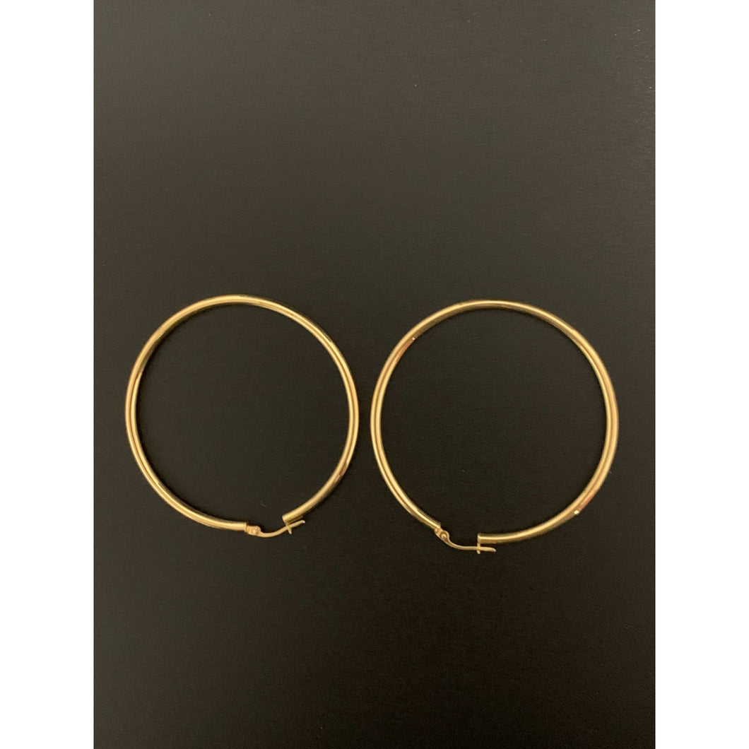 18K Gold Earrings Hoops Loops Extra Large 3.27 grams - Rafant