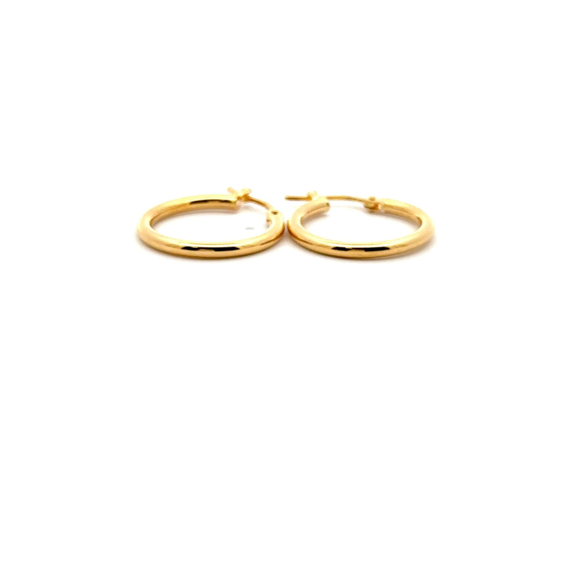 18K Gold Earrings Hoops Polished 1.13 grams - Rafant