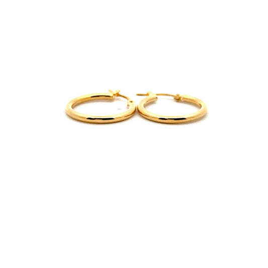 18K Gold Earrings Hoops Polished 1.13 grams - Rafant