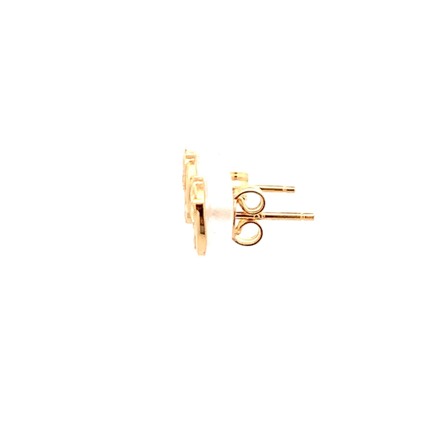 18K Yellow Gold Earrings Stud Love Heart Tiny 1.26 grams - Rafant