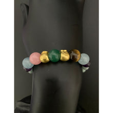 Load image into Gallery viewer, 24K Gold Money Bags Lucky Charm Bracelet Gemstones Size 6 to 8 inches - Rafant
