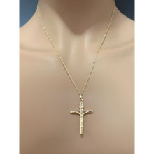 Load image into Gallery viewer, 18K Saudi Gold Necklace 19.50" Chain w/ Cross Pendant - Rafant
