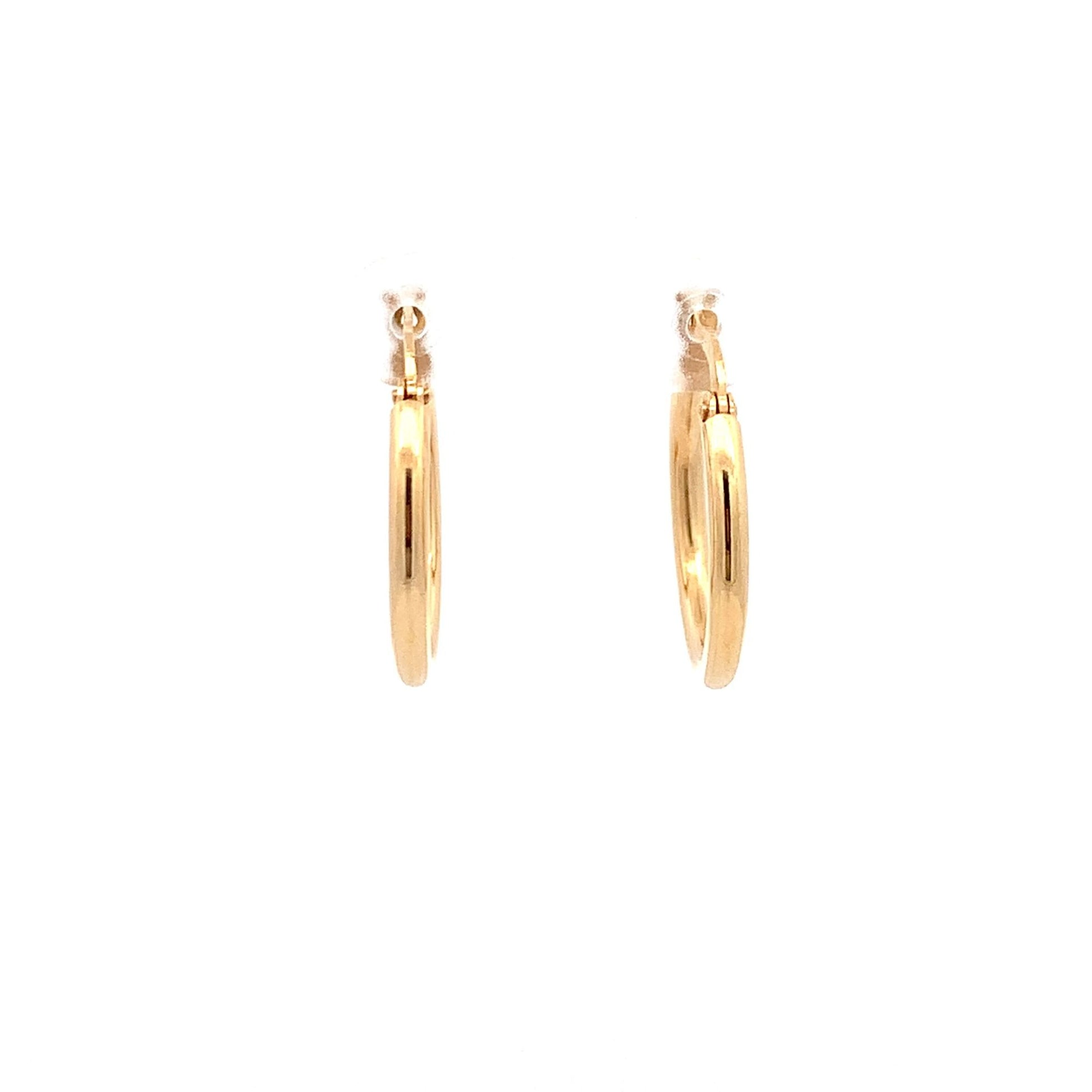 18K Yellow Gold Earrings Hoops Small Plain 2.02 grams - Rafant