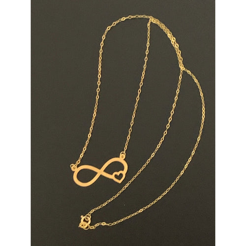 18K Gold Necklace Chain Cable Link 16 inches Infinity - Rafant
