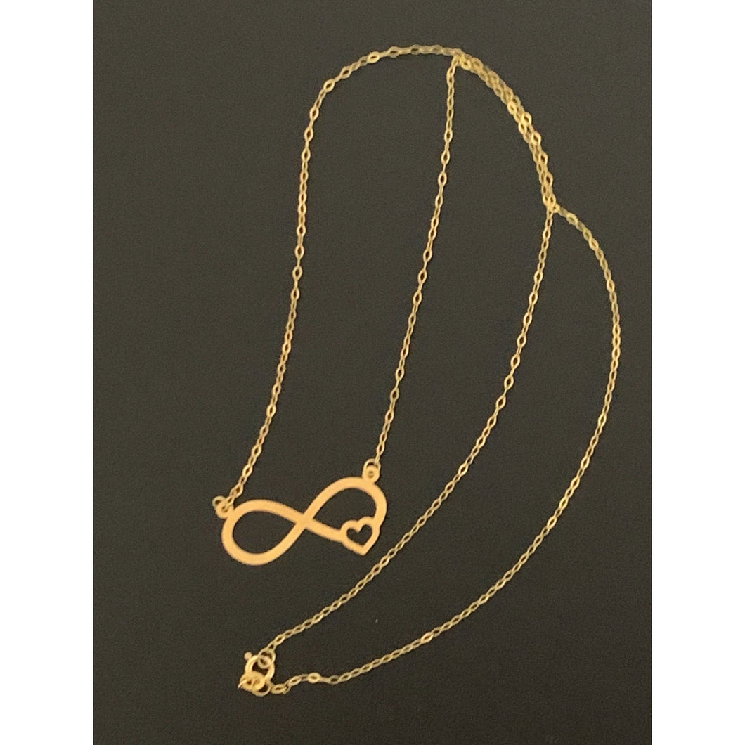 18K Gold Necklace Chain Cable Link 16 inches Infinity - Rafant