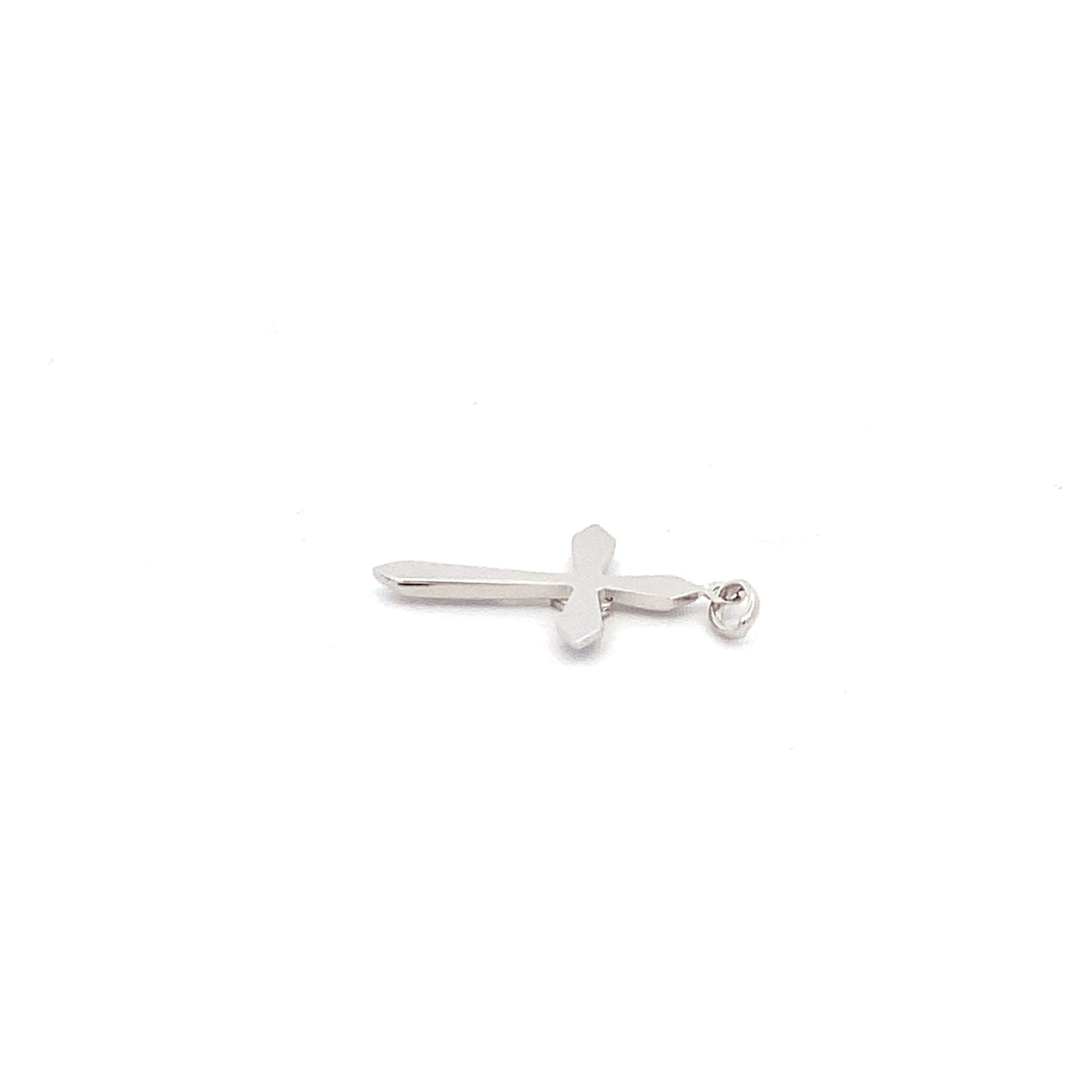 18K White Gold Pendant Cross Religious Small 0.88 grams with Defects - Rafant