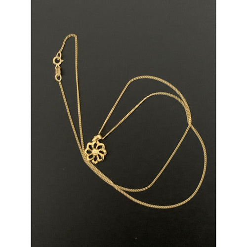 18K Gold Necklace Chain 17.75 inches with Flower Pendant  1.65 grams - Rafant