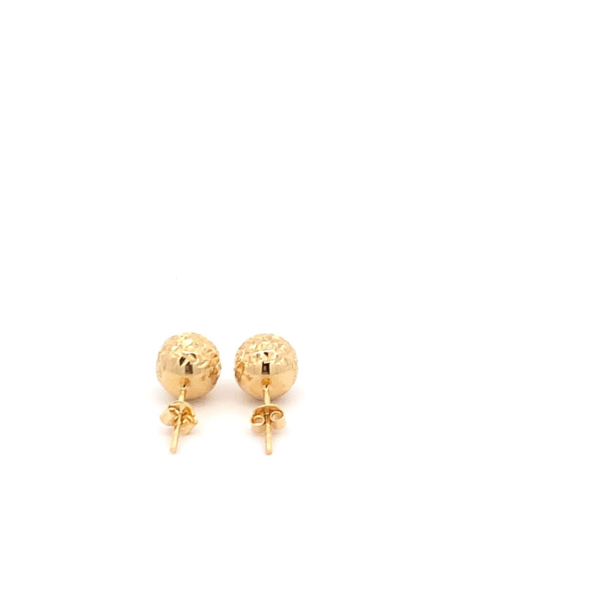 18K Yellow Gold Earrings Stud Ball Textured 1.44 grams - Rafant