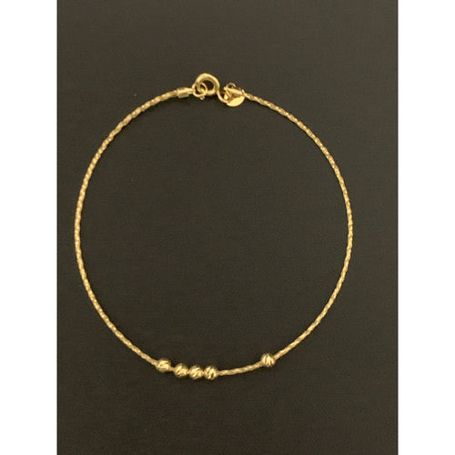 18K Gold Bracelet Flexible Small Beads 1.12 grams 6.75 inches - Rafant