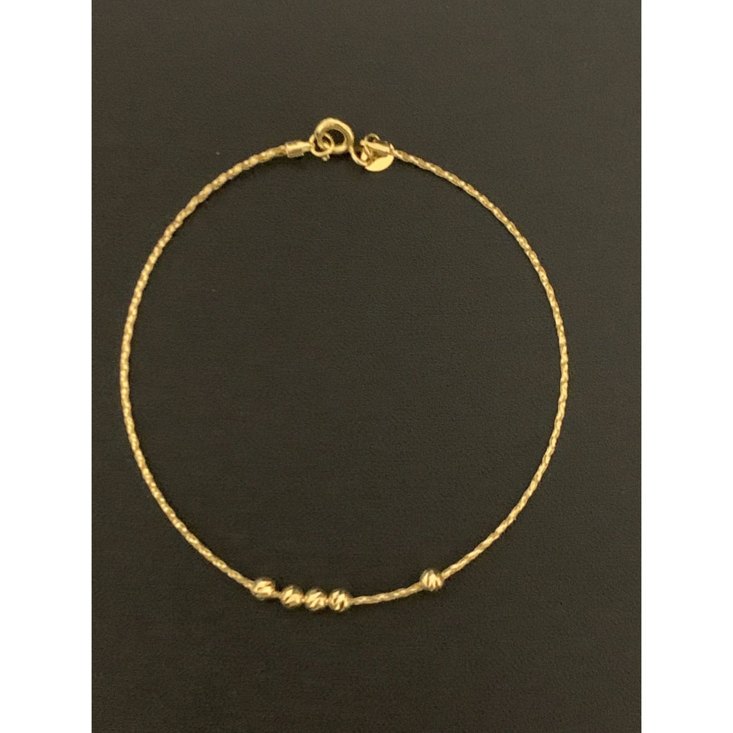 18K Gold Bracelet Flexible Small Beads 1.12 grams 6.75 inches - Rafant